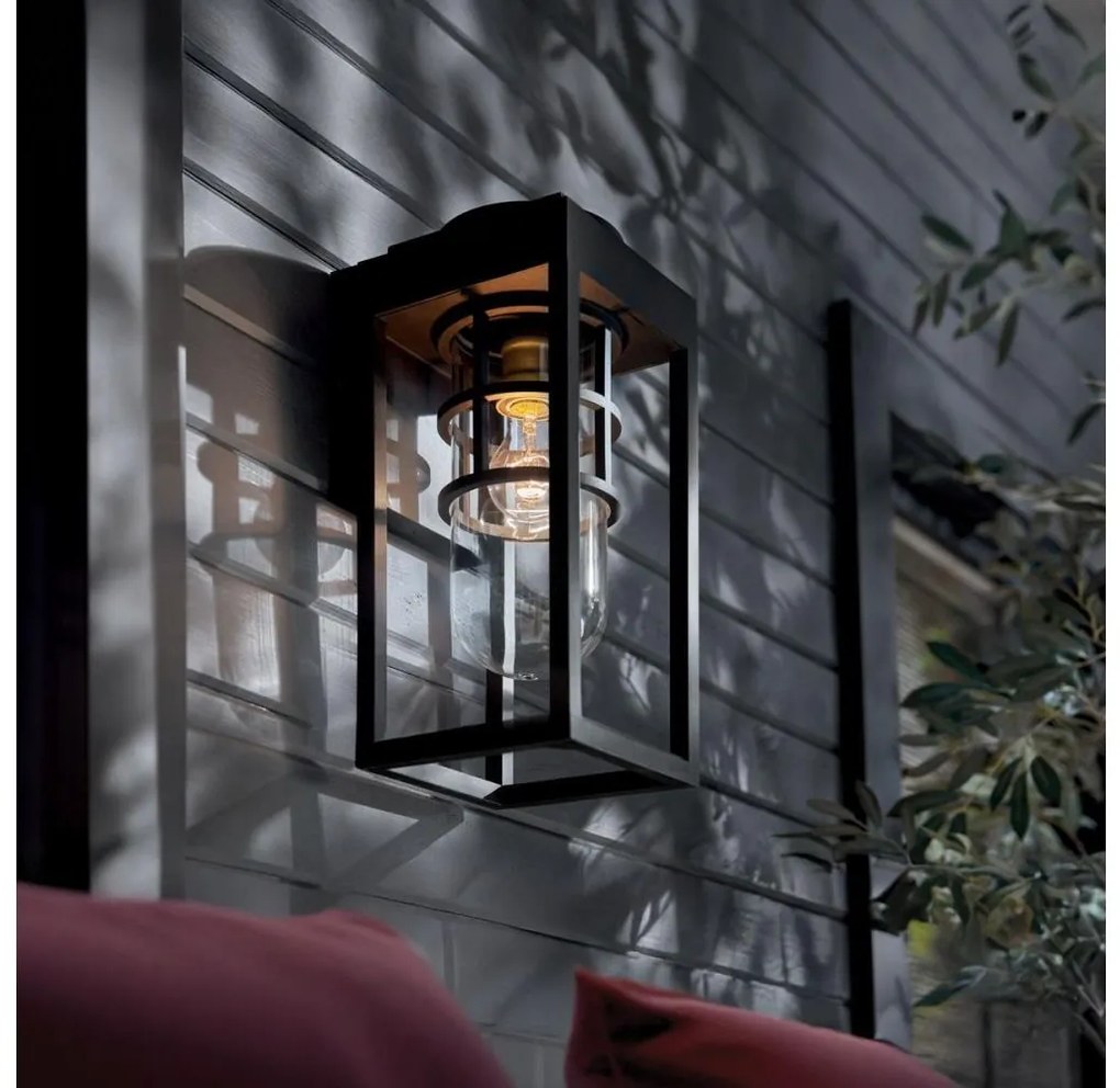 Kichler KL-HONE-S-BKT - Vonkajšie nástenné svietidlo HONE S 1xE27/60W/230V IP44