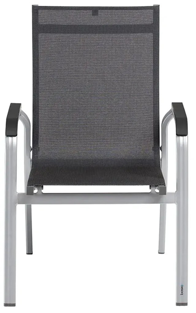 Basic+ Premium záhradná jedálenská stolička strieborná