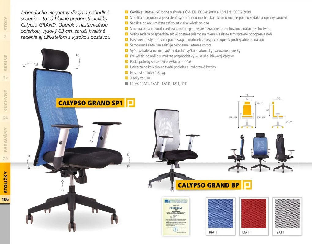 OFFICE PRO -  OFFICE PRO Kancelárska stolička CALYPSO GRAND SP1 hnedá