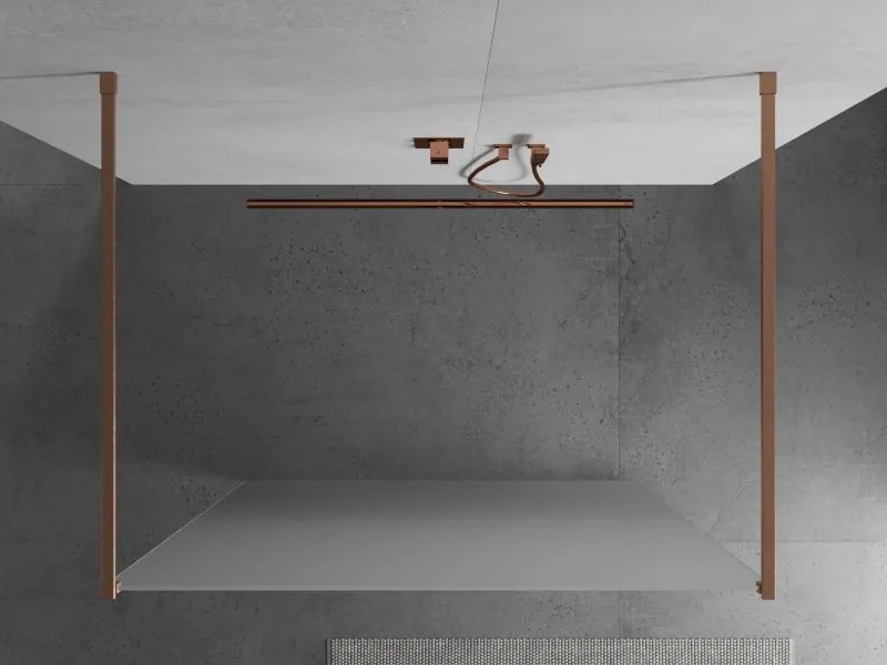 Mexen Kioto, sprchová zástena Walk-In 140 x 200 cm, 8mm sklo námraza, medený matný profil, 800-140-002-65-30