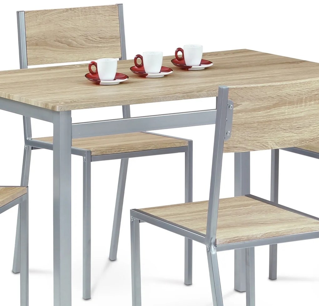 Jedálenský set HARVEY so 4 stoličkami, 110 x 70 x77 cm, dub Sonoma
