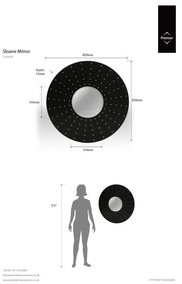 Nástenné zrkadlo ø 82 cm Sloane – Premier Housewares