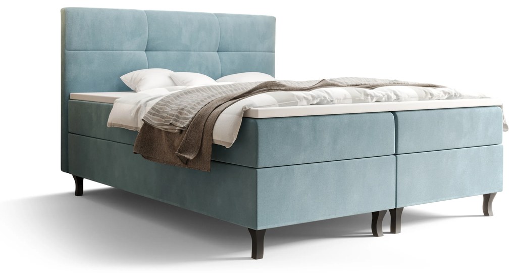 Manželská posteľ Boxspring 180 cm Lumba Comfort (sivomodrá) (s matracom a úložným priestorom). Vlastná spoľahlivá doprava až k Vám domov. 1056113