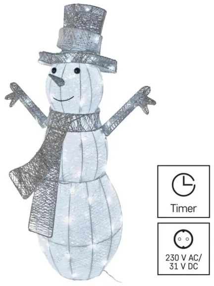 LED Vonkajšia vianočná dekorácia 80xLED/3,6W/230V IP44 82 cm snehuliak