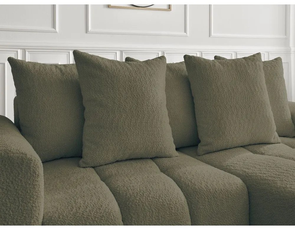 Kaki rozkladacia/s úložným priestorom rohová pohovka z textílie buklé (pravý roh/s leňoškou) Roxelane – Bobochic Paris