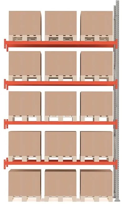 Paletový regál ULTIMATE, prídavná sekcia, 15 paliet, 5000x2750x1100 mm