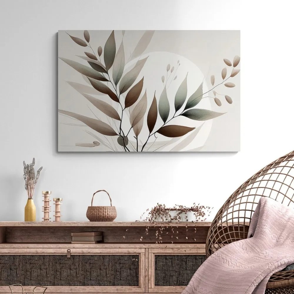 Obraz minimalistické listy v boho dizajne