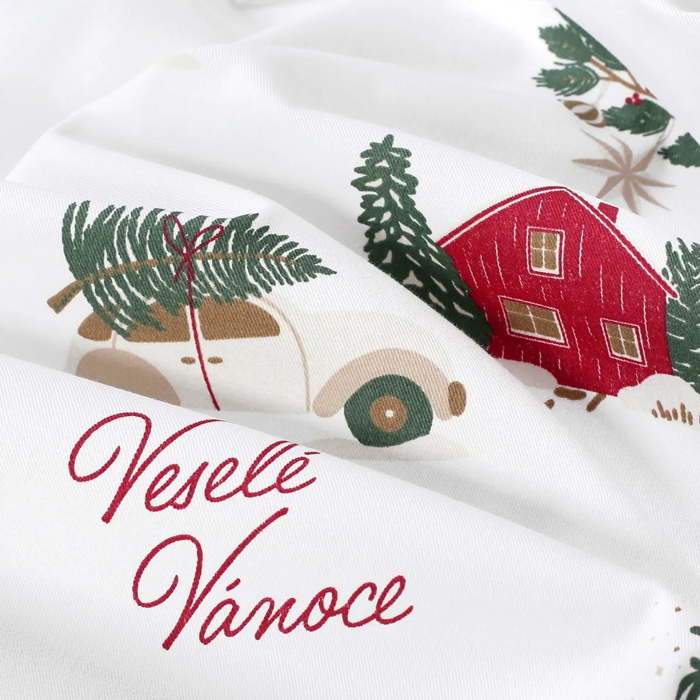 Goldea vianočný okrúhly obrus z pevnej bavlny - české vianoce Ø 100 cm