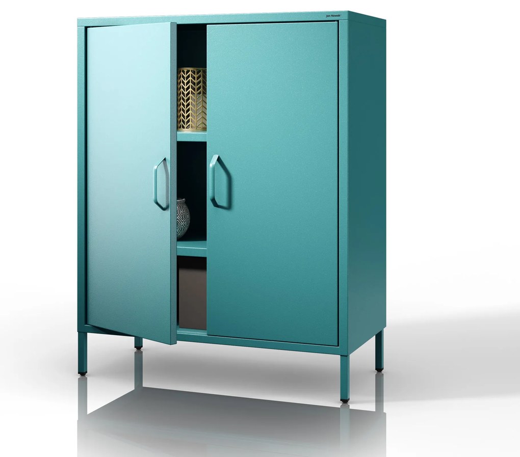 Skrinka do obývačky s policami VITO, 800 x 1015 x 400 mm, Modern: morská farba