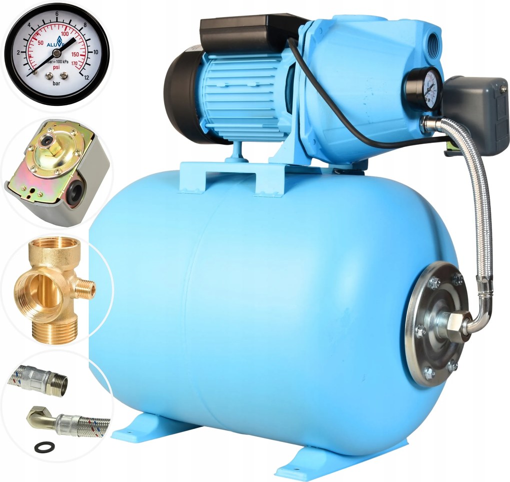 Hydrofor 50 L Na Vodu 370 W 42 L/min, Čerpadlo S Príslušenstvom Hadica, Hotová Sada