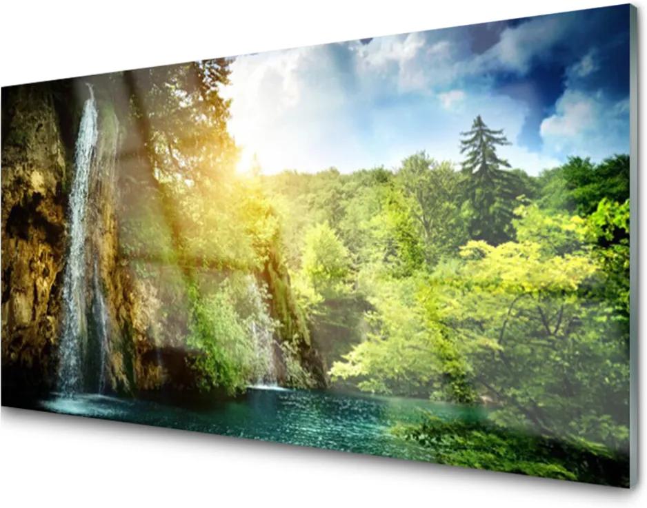 Obraz na akrylátovom skle Vodopád Stromy Príroda