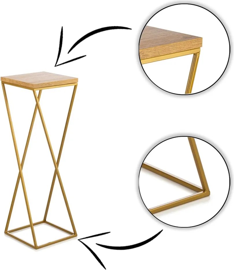 STOJAN NA KVETINÁČ LOFT7 70X24X24 CM ZLATÁ/HNEDÁ