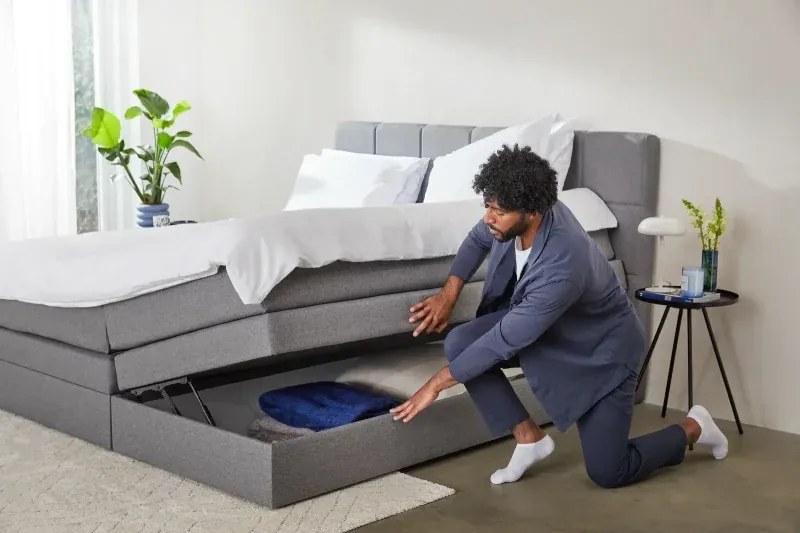 Kontinentálna posteľ Emma Premium boxspring 200x180 (typ II), sv. sivá (sawana 84)