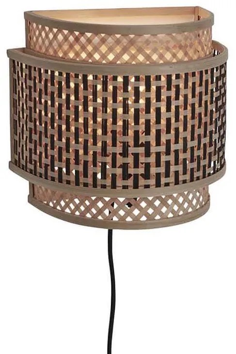 Nástenná lampa bhutan s 24 x 21 cm prírodná/čierna MUZZA