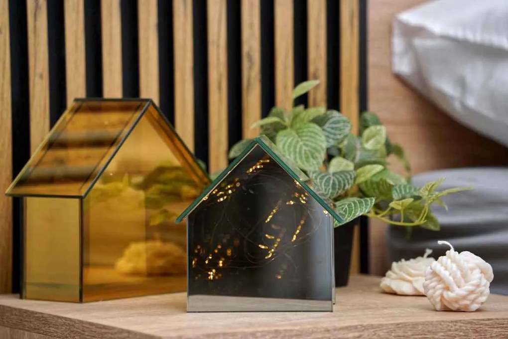 LED sklenený domček ELITE, sivý - viac veľkostí Veľkosť: L