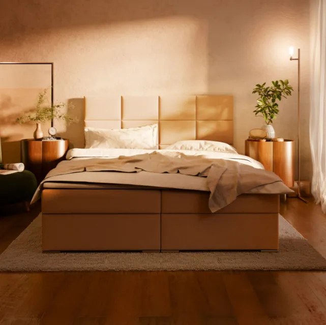 Manželská posteľ CALVI Velvet 160×200 cm svetlosivá