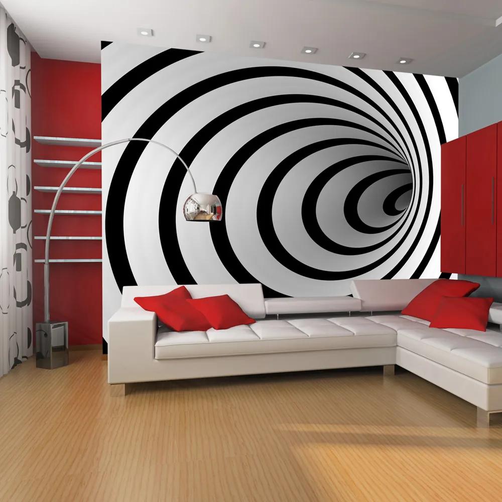 Artgeist Fototapeta - Black and white 3D tunnel Veľkosť: 250x193, Verzia: Premium