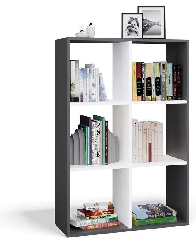 Regál Malax 2x3 110 cm antracit/bílý