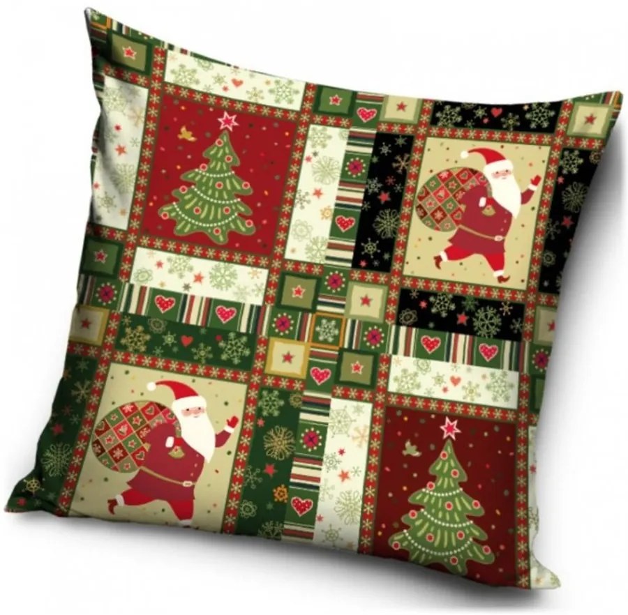 Dekoračný vankúš Vianočný Patchwork - 40 x 40 cm