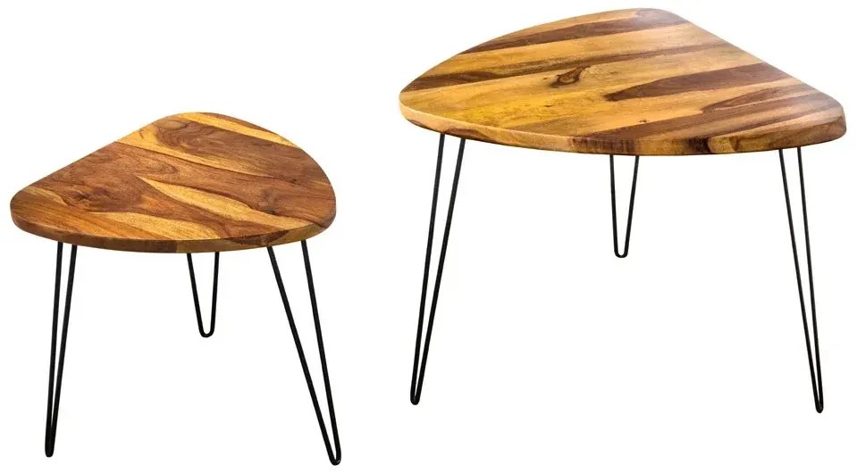 Invicta Interior - Masívna sada príručných stolíkov IPANEMA 60 cm, sheesham, prírodná
