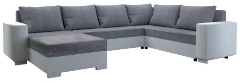 Čalúnená univerzálna rozkladacia sedacia súprava do U YORK biela/šedá