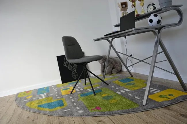 Koberec PAINT štvrťkruh G4777 - Uličky sivý/krém