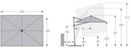 Doppler ACTIVE 350 x 260 cm - záhradný slnečník s bočnou tyčou : Barvy slunečníků - 836