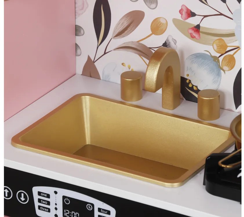 Jokomisiada Veľká drevená kuchynka pre deti, retro chladnička, rúra na pečenie, výrobník ľadu ZA5268