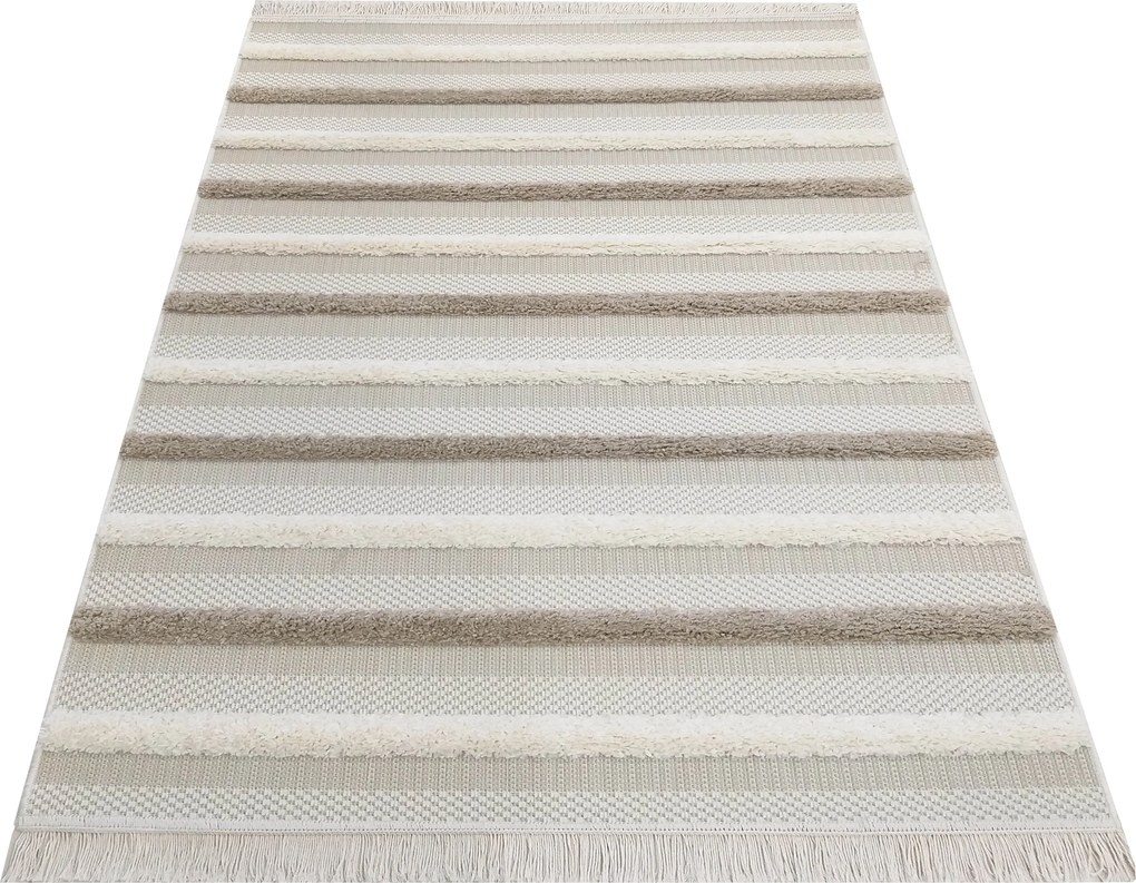 DY Krémový pruhovaný koberec Deli 03 Rozmer: 160x230 cm