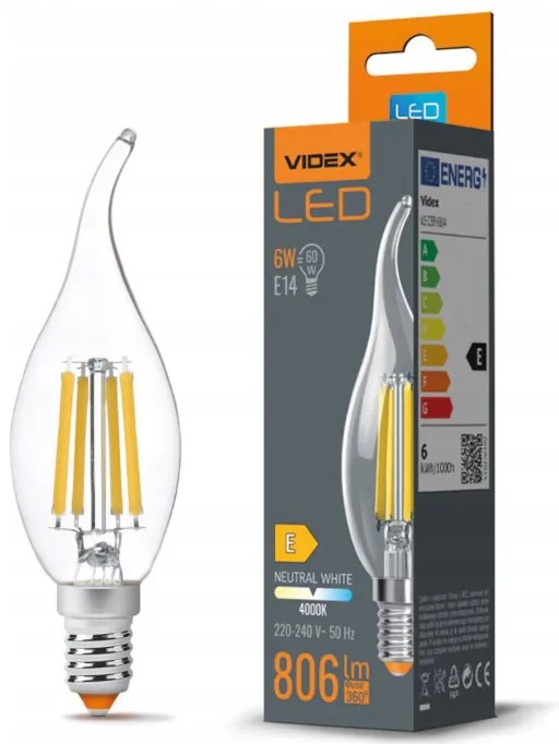 LED žiarovka FLAME filament - E14 - 6W - neutrálna biela