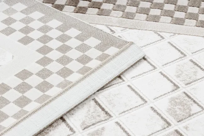 Koberec AKRYL VALS 103 Geometricky ramka 3D , béžový / slonia kosť