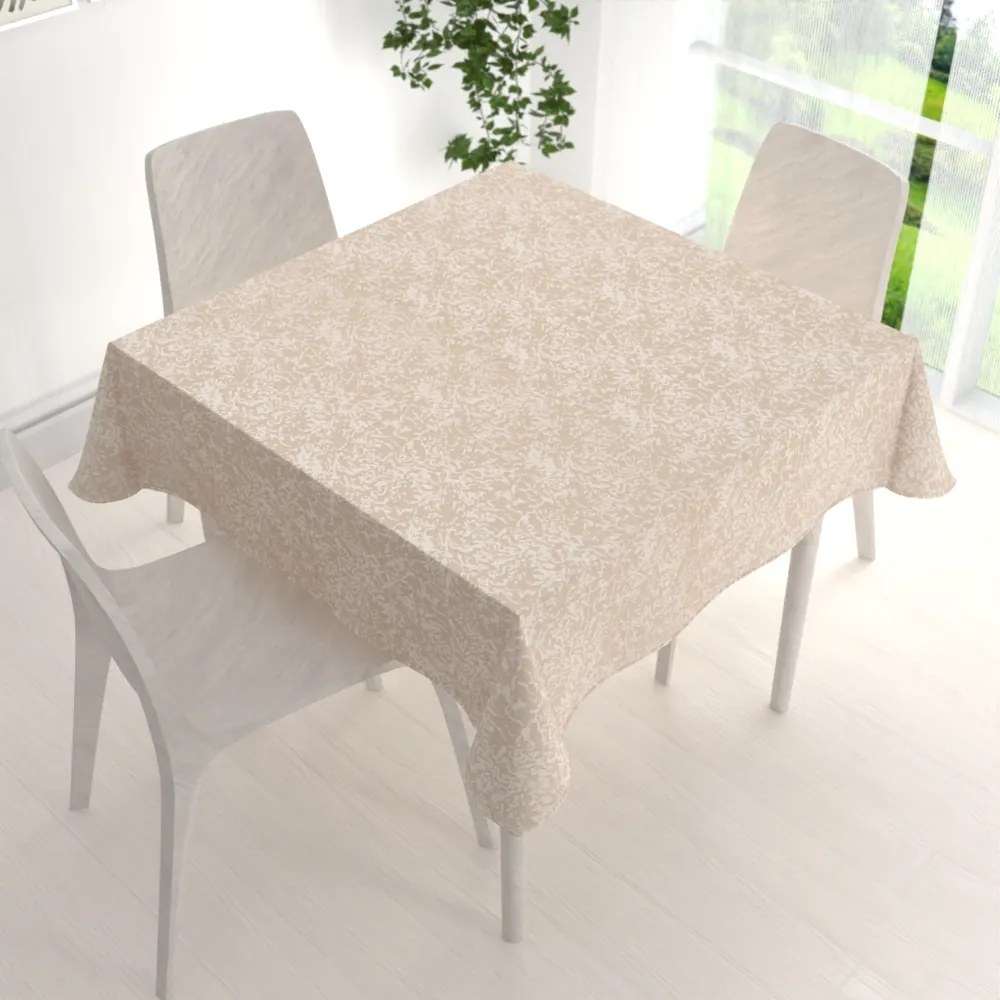 Biante Teflónový štvorcový obrus TF-097 Venezia púdrovo béžový 130x130 cm