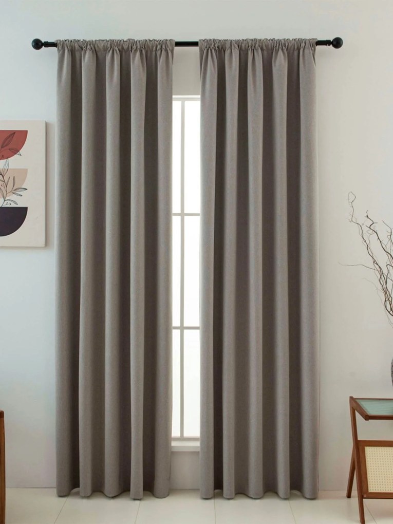 Blackout závesy Ricardo prírodná - 140 x 280 cm (2ks) - riasiaca stuha