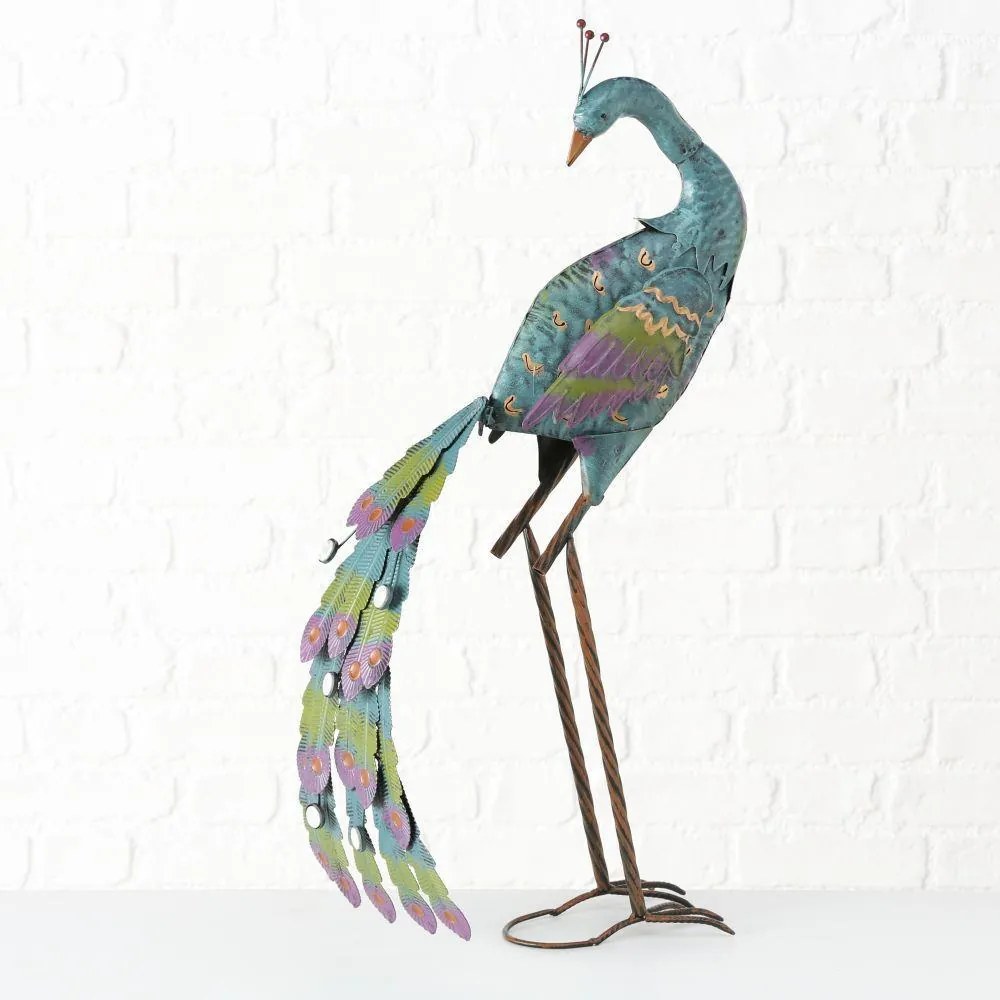 Záhradná kovová figúrka Peafowl, 78 cm, modrá