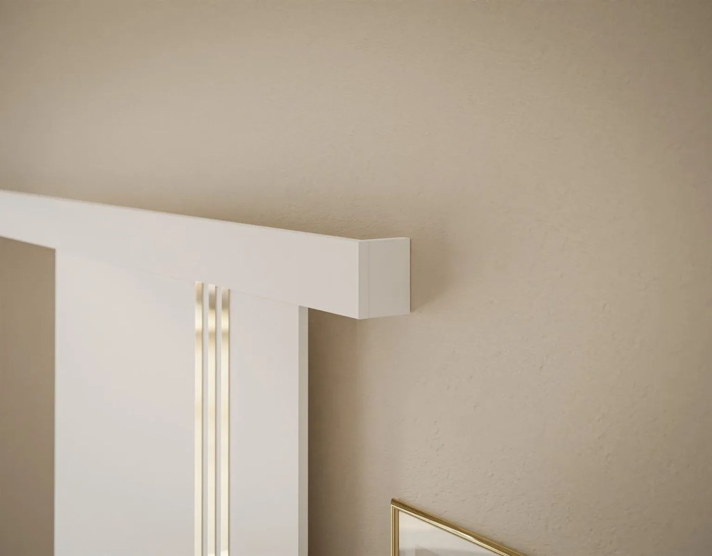 POSUVNÉ DVERE LAGOS BIELE MATNÉ + ZLATÉ LIŠTY