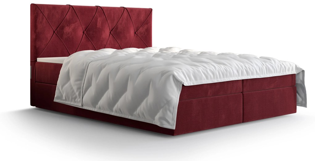 Manželská posteľ Boxspring 140 cm Athena (bordová) (s matracom a úložným priestorom). Vlastná spoľahlivá doprava až k Vám domov. 1046358