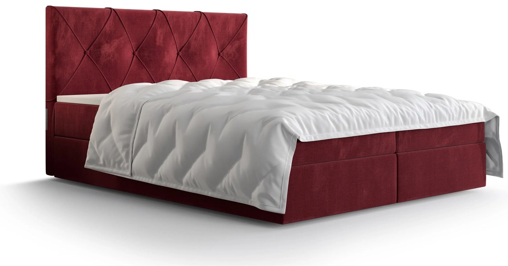 Manželská posteľ Boxspring 180 cm Athena (bordová) (s matracom a úložným priestorom). Akcia -20%. Vlastná spoľahlivá doprava až k Vám domov. 1046374