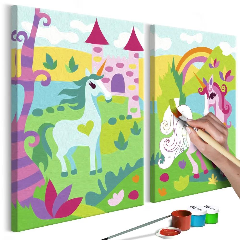 Maľovanie podľa čísiel - Fairytale Unicorns 33x23