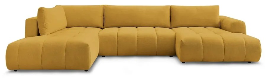 Rozkladacia/s úložným priestorom rohová pohovka v horčicovej farbe (ľavý roh/do tvaru "U") Fuji – Bobochic Paris