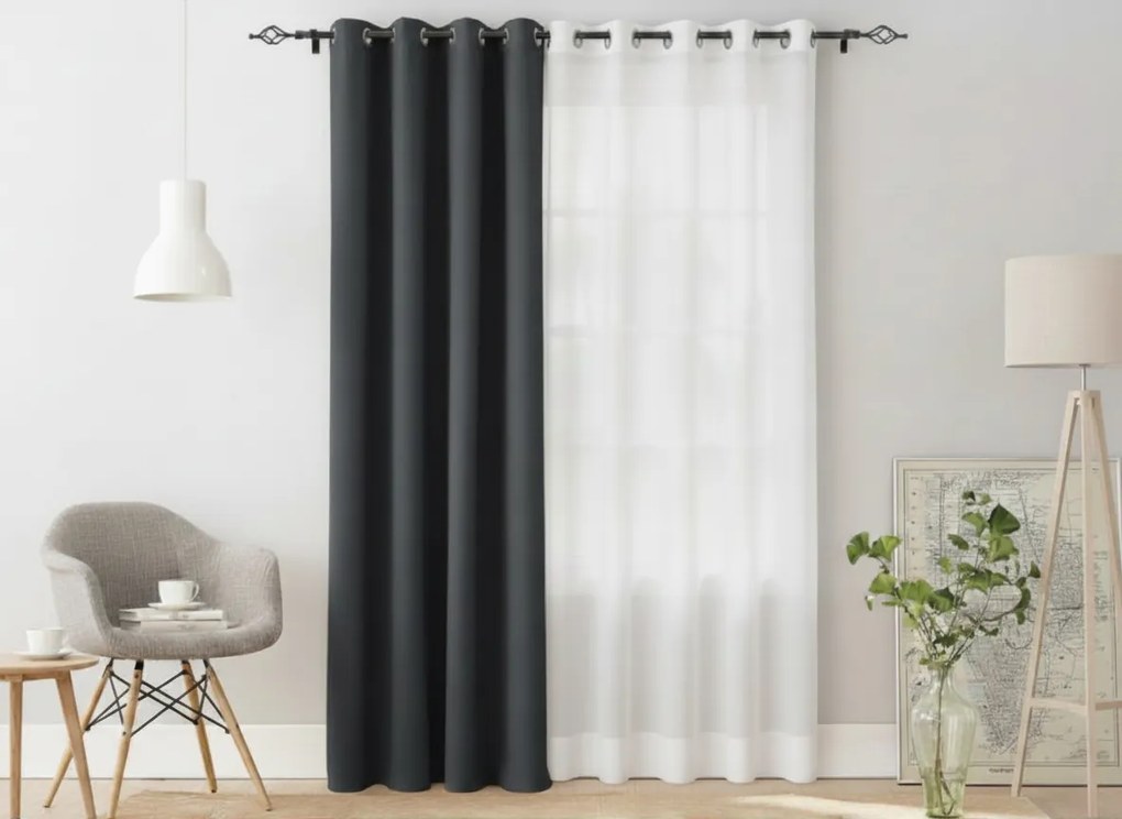 Čierny záves OXFORD 140x250 cm Zavesenie: Kovové krúžky