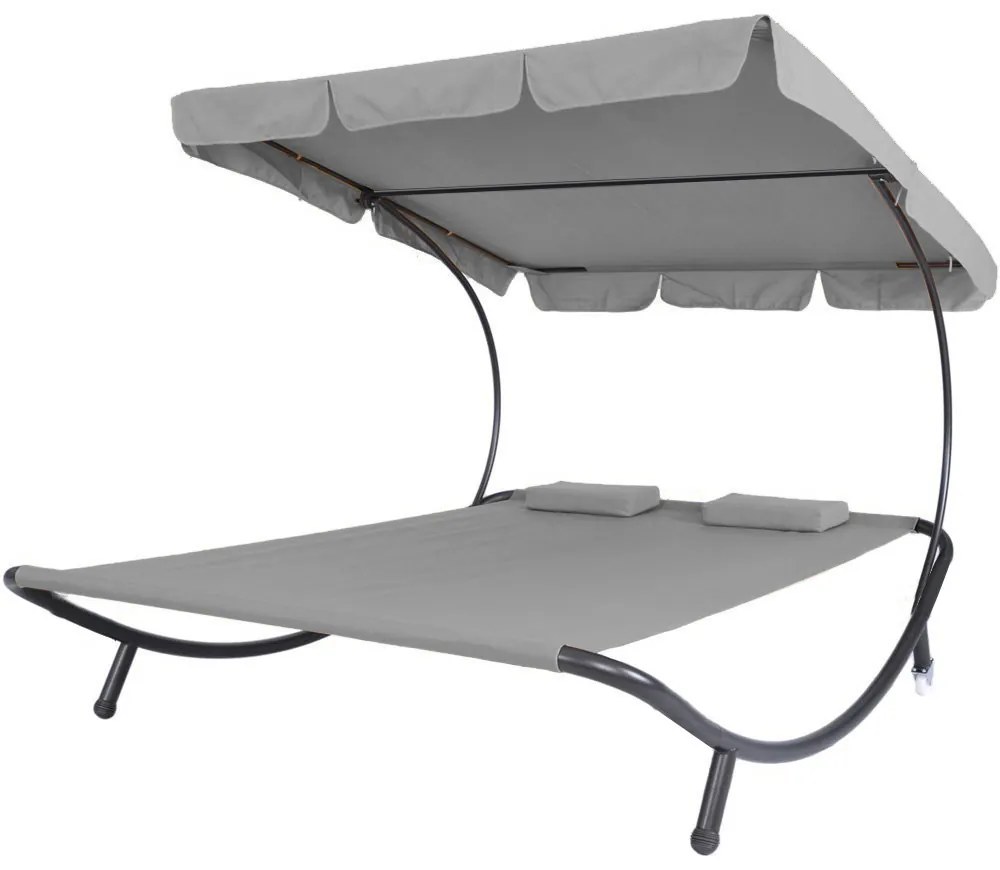 Lehátko pre dve osoby so strieškou-Sivé