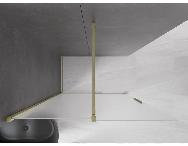 Mexen Velar, sprchová zástena s posuvnými dverami Walk-in 150 x 200 cm, 8mm sklo námraza, zlatá matná, 871-150-000-33-55