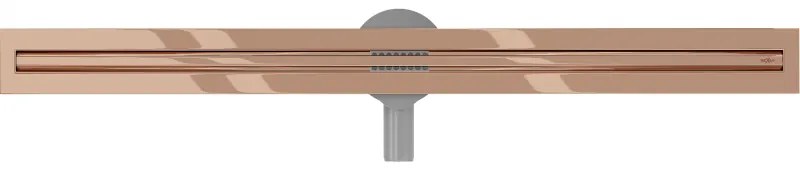 Mexen Flat nerezový sprchový žľab s rotačným 360° sifónom 90 cm, vzor SLIM, ružovo-zlatá, 1641090