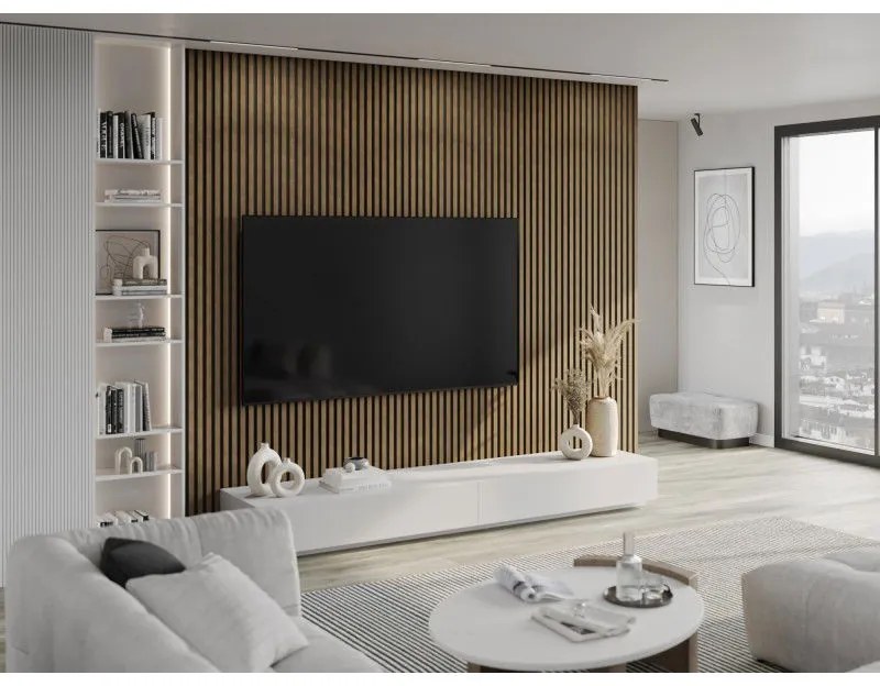 Mexen Lam-B, akustické stenové lamely 275 × 30 cm, HDF doska 4 mm, technická dyha, orech prírodný, S100-275307-3015-016