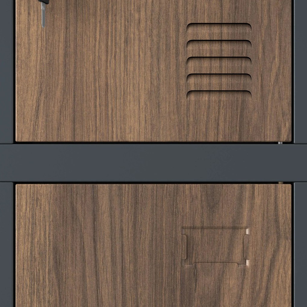 Šatňová skrinka s 12 priehradkami, antracitová/orechová, 900x1850x400 mm: MARCIN Eco Design
