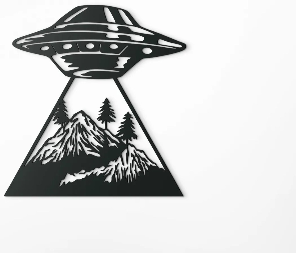drevko Drevená nálepka UFO Rozmer obrazu: 34 x 32,5 cm, Farba dekorácie: Čierna