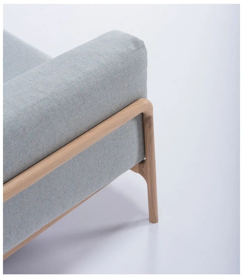 Modrosivá pohovka s konštrukciou z masívneho dubového dreva Gazzda Fawn, 210 cm