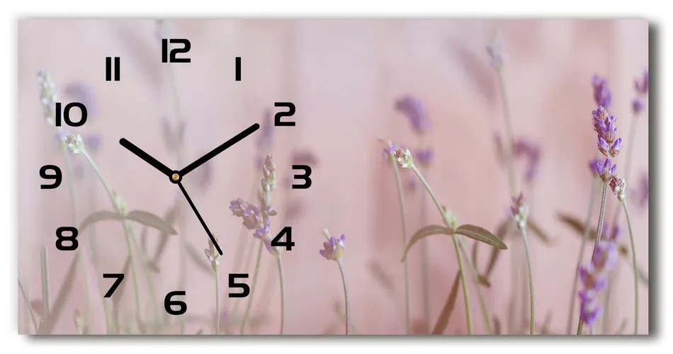 Vodorovné Moderné sklenené hodiny na stenu Levanduľa pl_zsp_60x30_f_85603385