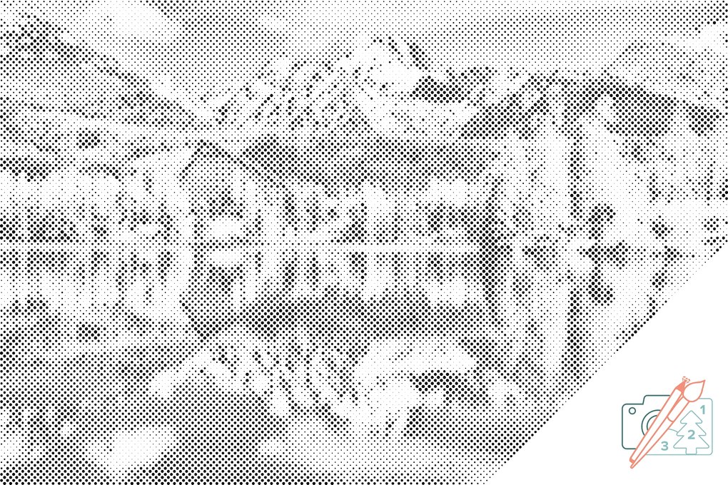 Gario Bodkovanie Štrbské pleso Rozmery: 60 x 40 cm, Rámovanie: Iba zrolované plátno, Farba bodiek: Červená