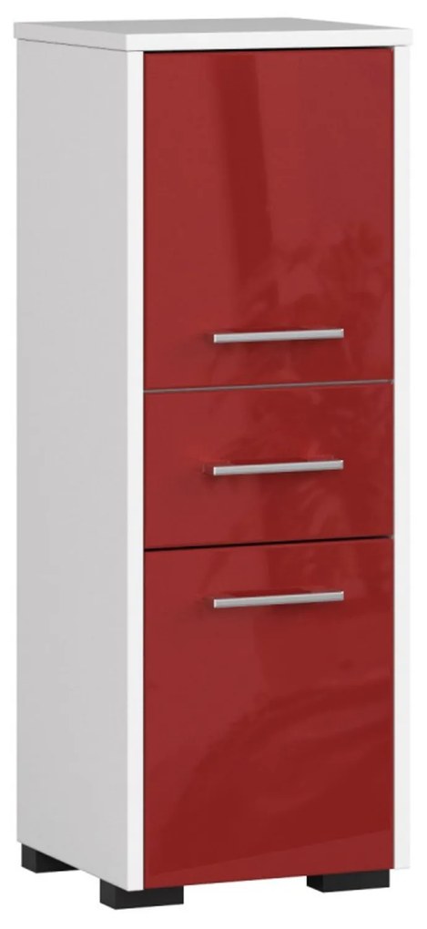 Kúpeľňová skrinka Fin 2D 1SZ biela/červená lesk